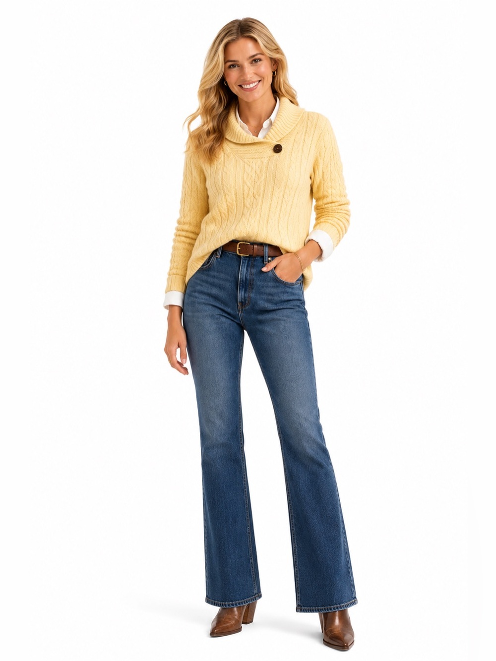 Vintage Croft & Barrow Pale Yellow Ribbed Knit Sweater